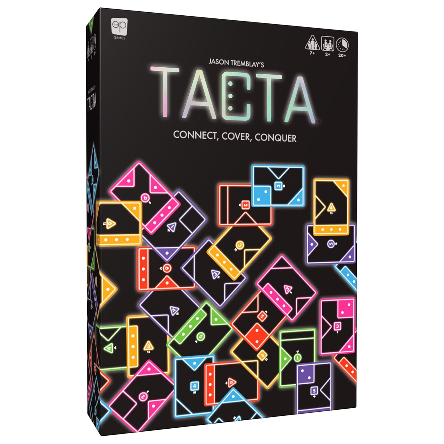 Tacta: Connect, Cover, Conquer Card Game (Front of Box) on a White Background | Happy Piranha