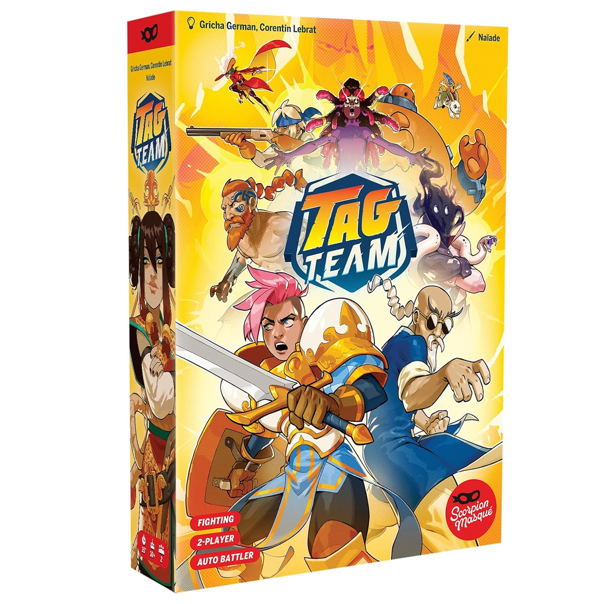 Tag Team: A Deck Building Card Game (Front of Box) on a White Background | Happy Piranha