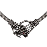 Take Me With You - Skeleton Hands Pewter Clasp Necklace