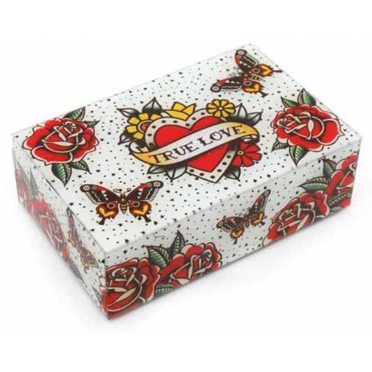 Glass Tattoo Design Jewellery & Trinket Storage Box (Closed) | Happy Piranha