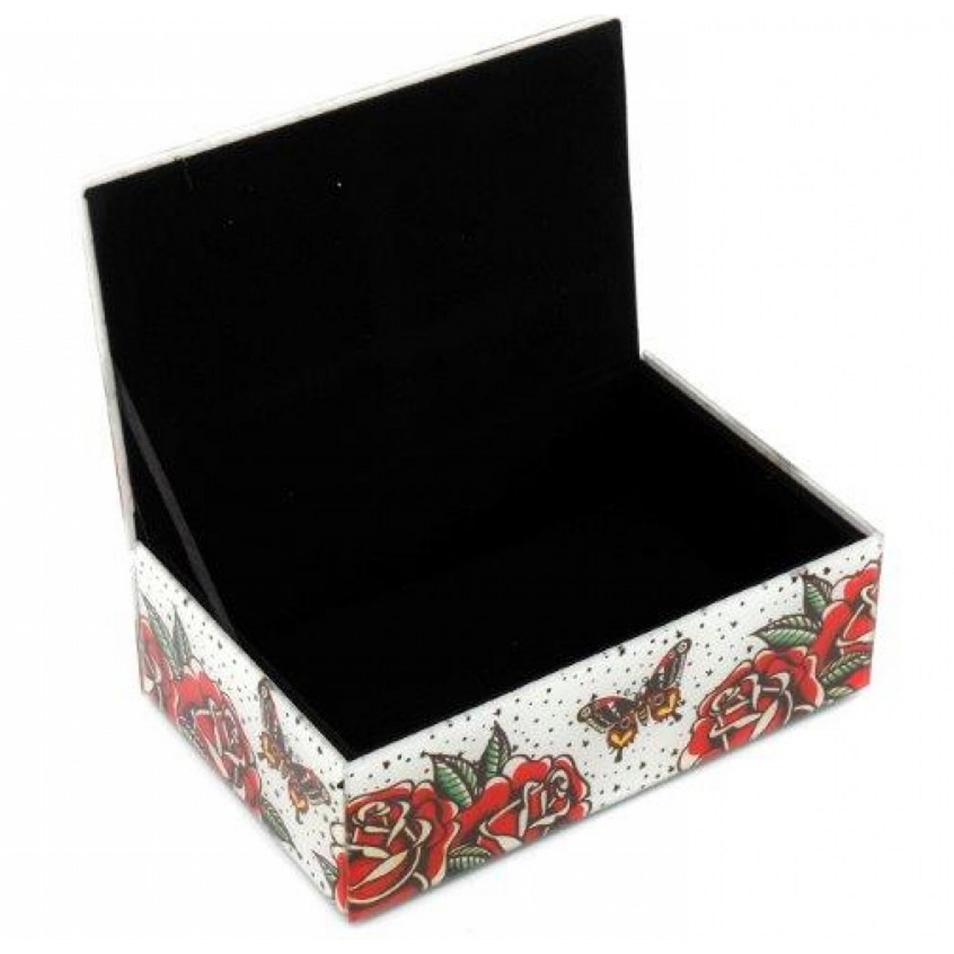 Glass Tattoo Design Jewellery & Trinket Storage Box (Open) | Happy Piranha