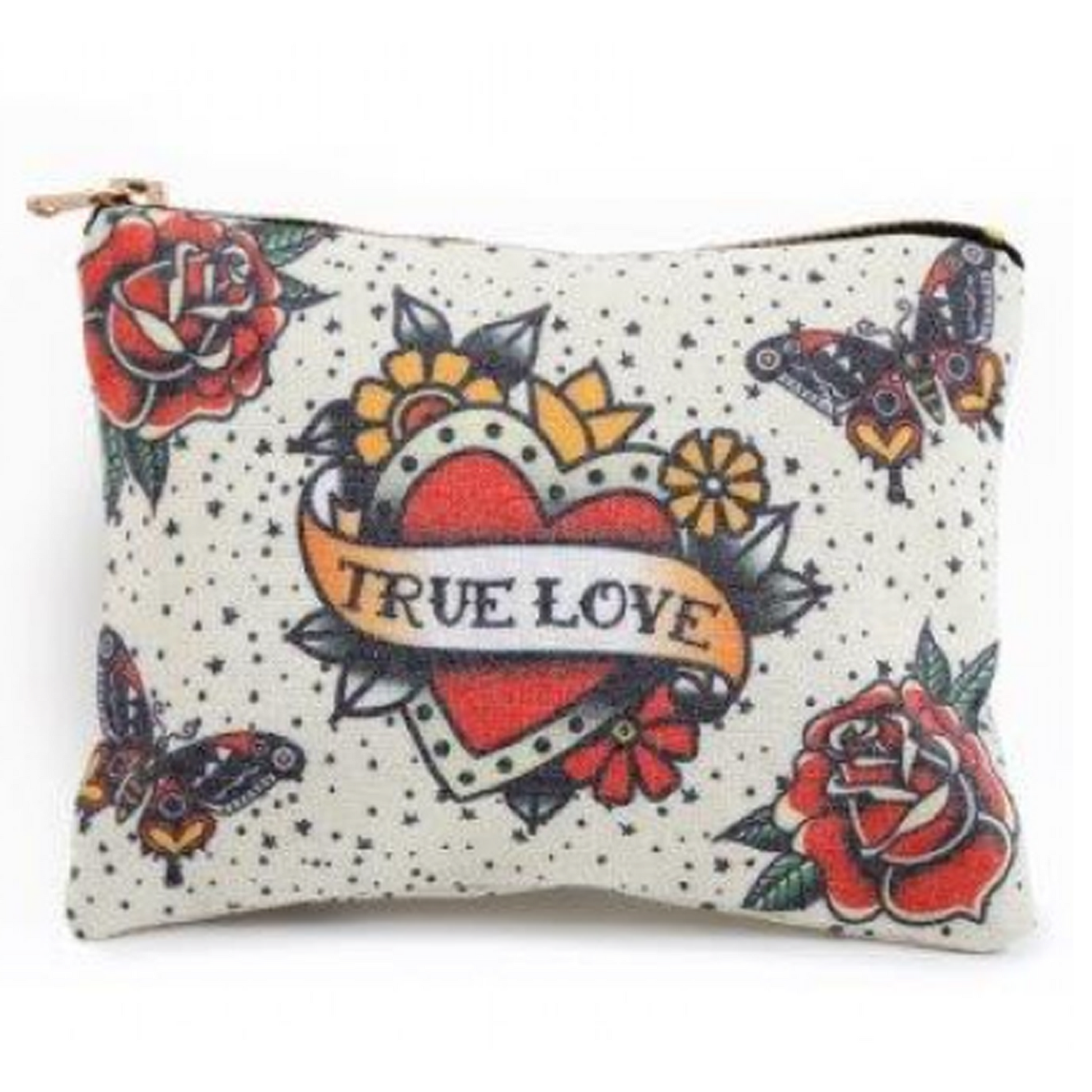 Classic Tattoo Design Velvet Makeup Storage Bag (True Love Design) | Happy Piranha