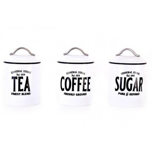 Vintage Style Tea, Coffee & Sugar Caddie / Cannisters | Happy Piranha