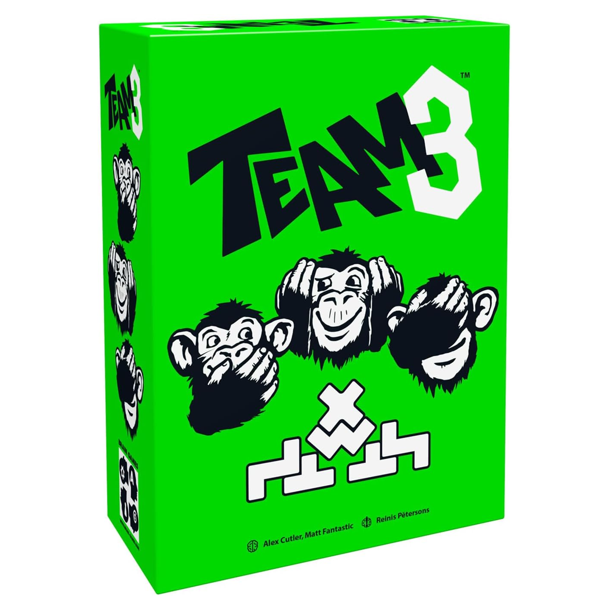 TEAM3 (Green) Board Game (Front of Box) On a White Background | Happy Piranha