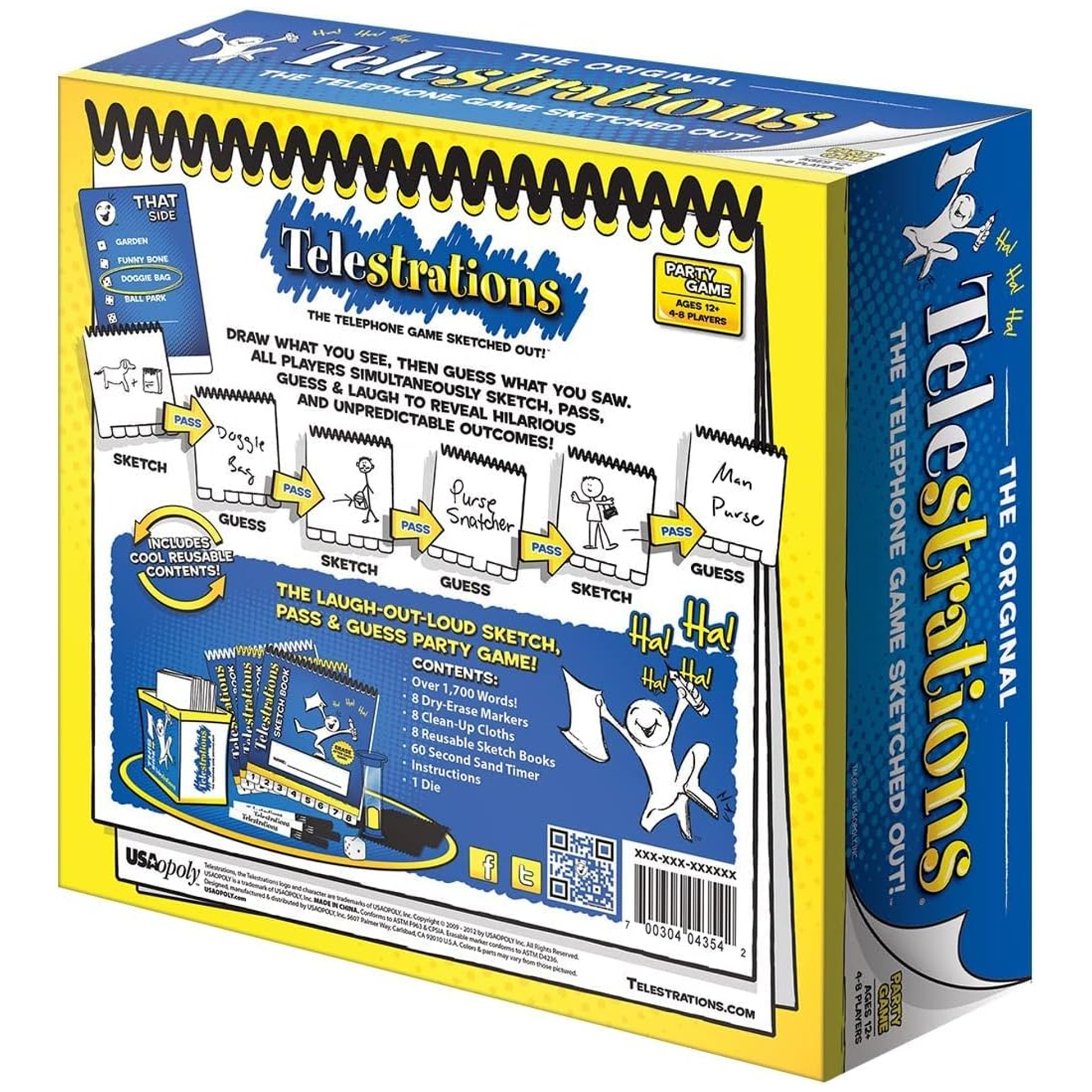 Telestrations Board Game Back of Box | Happy Piranha