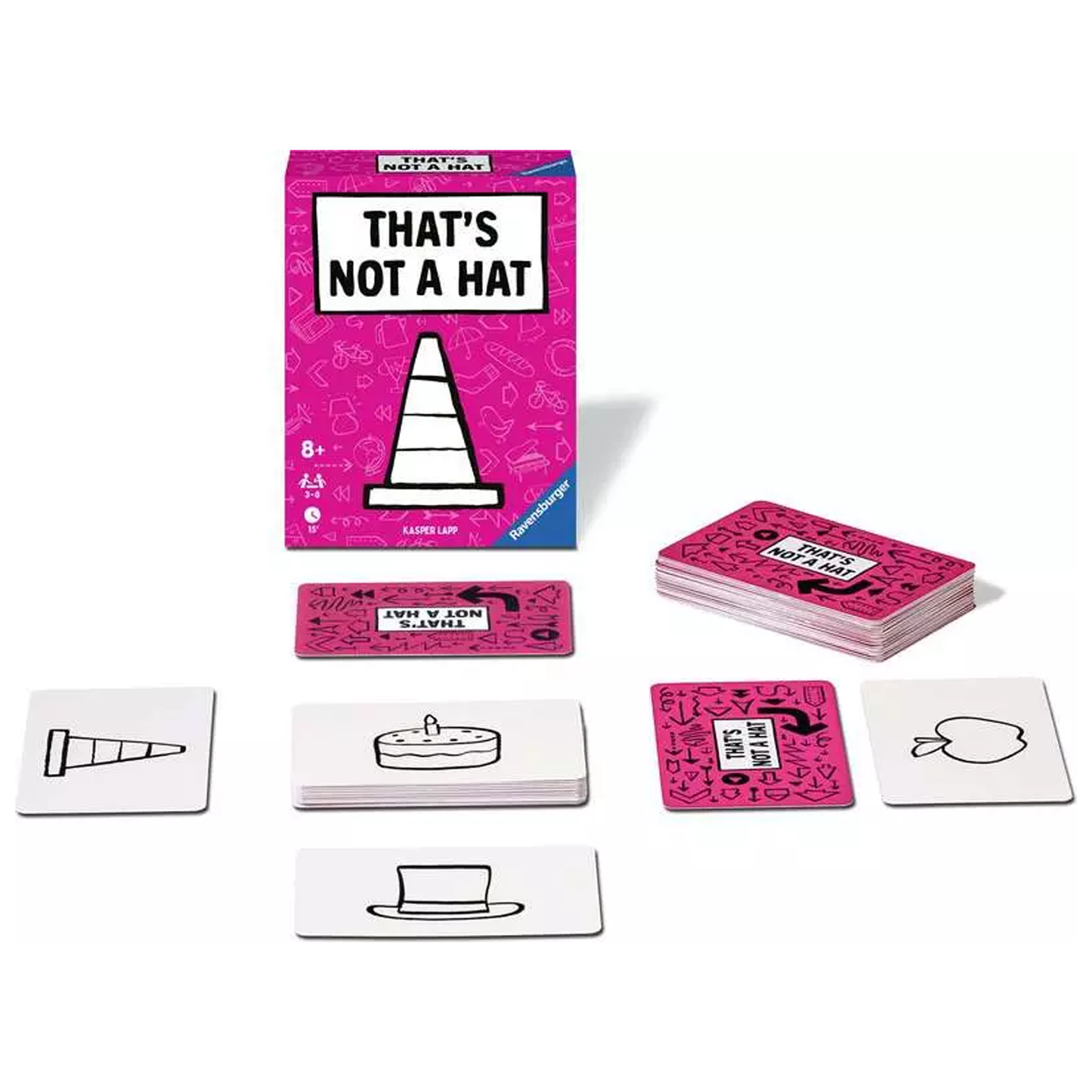 That's Not a Hat Card Game (Box & Contents) on a White Background | Happy Piranha