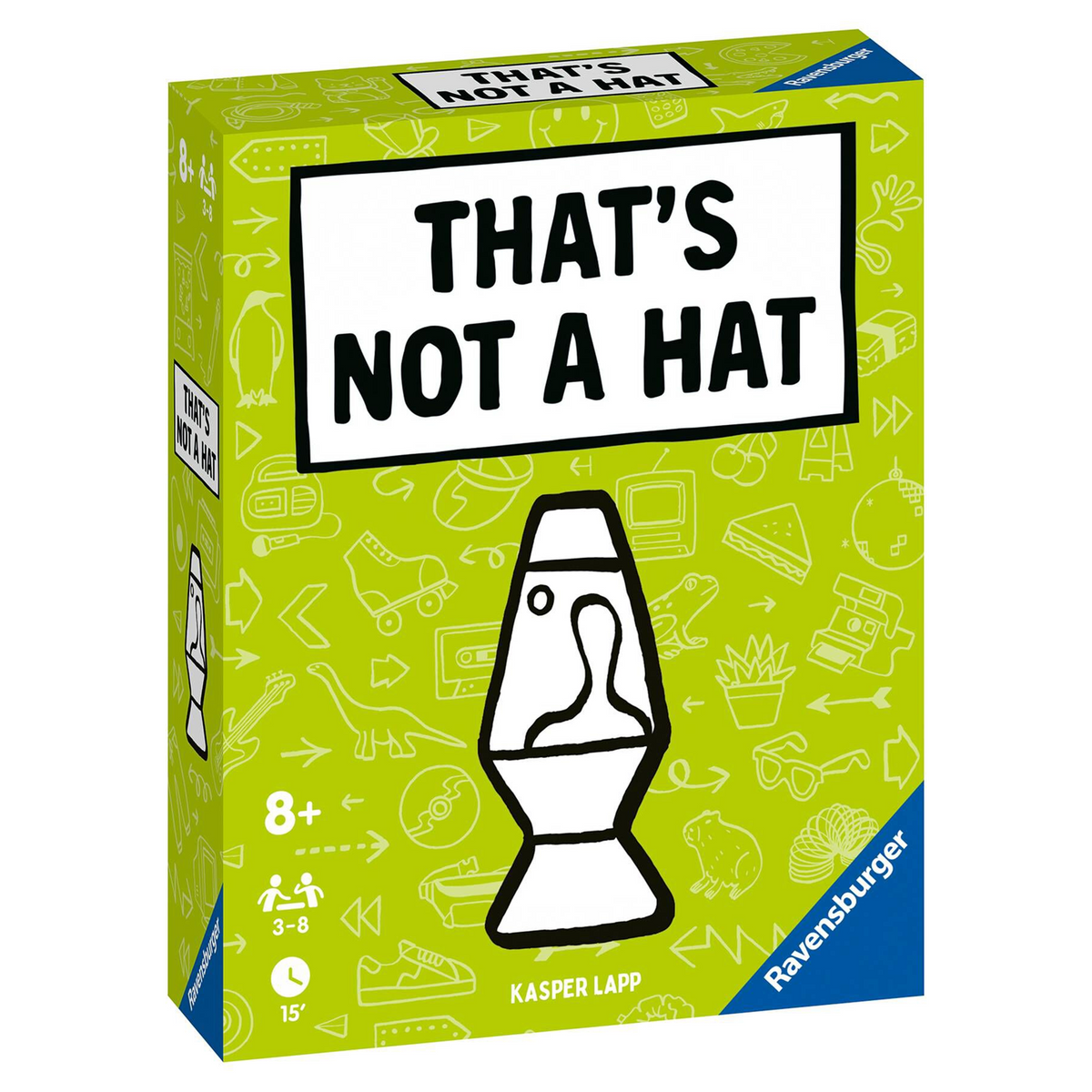 That's Not a Hat: Pop Culture Card Game (Front of Box) on a White Background | Happy Piranha