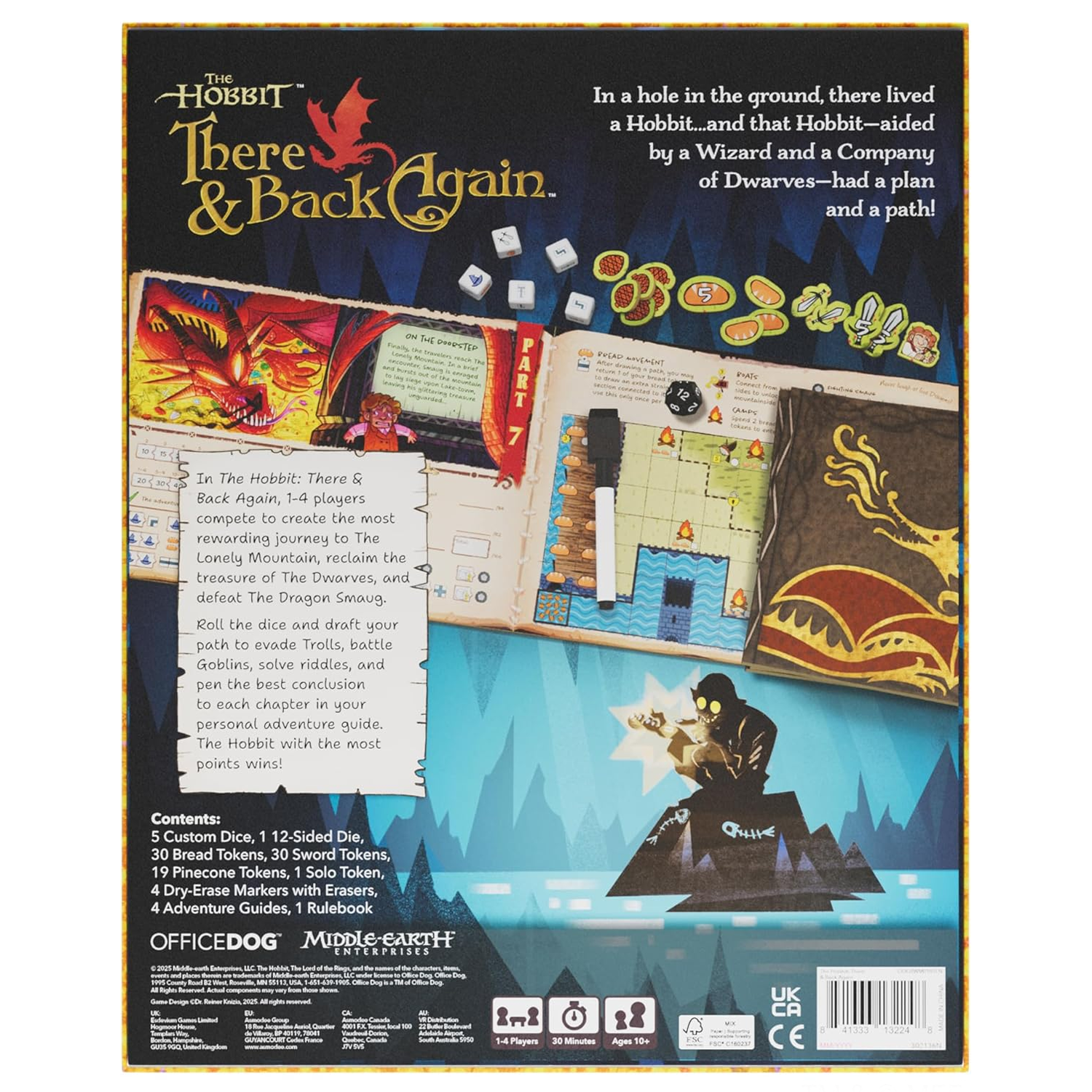 The Hobbit There & Back Again Board Game (Back of Box) | Happy Piranha