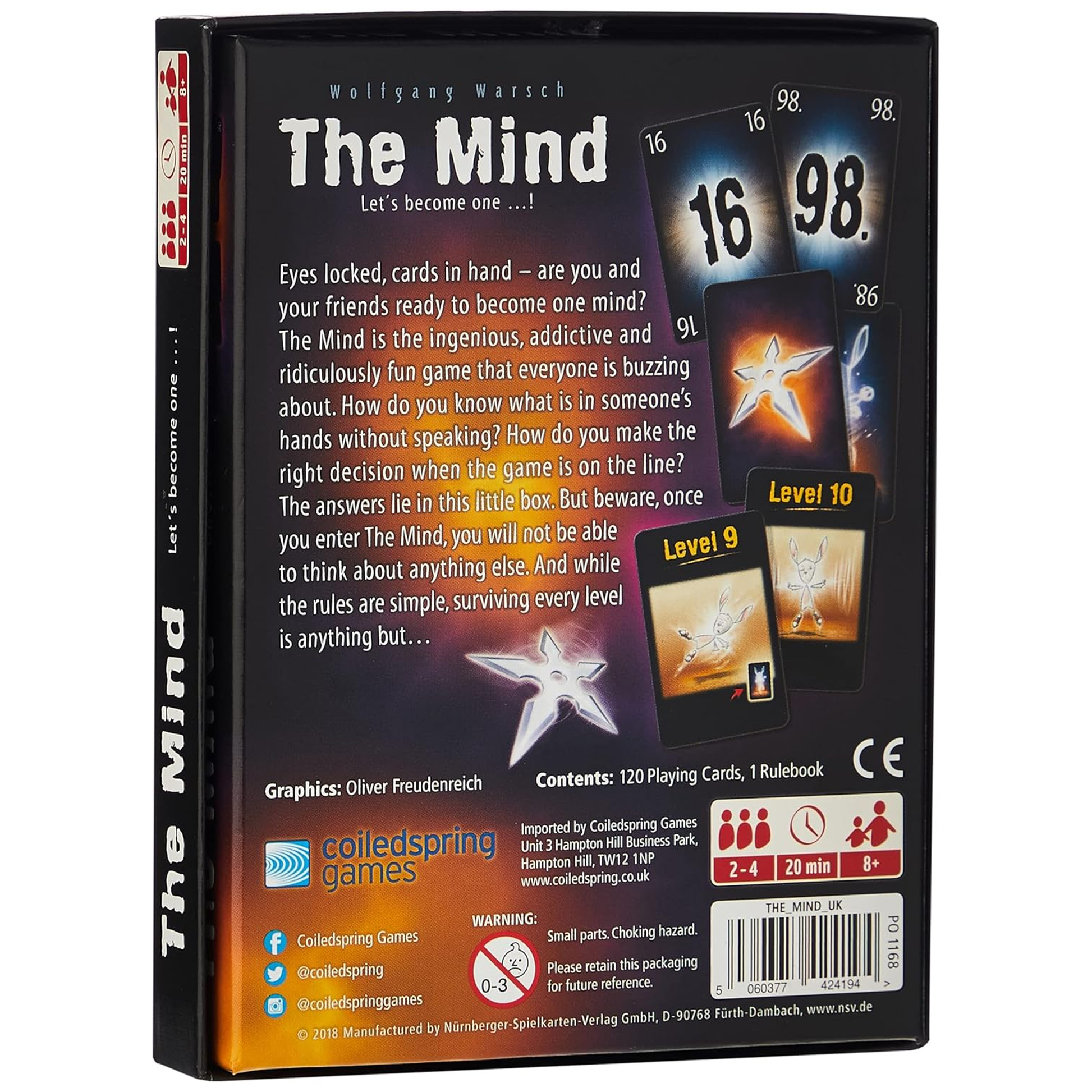 The Mind Card Game (Back of Box) | Happy Piranha