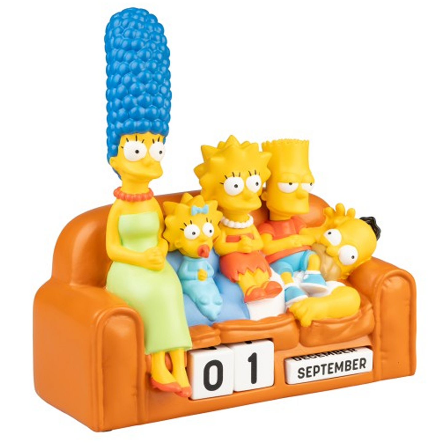 The Simpsons Family Sofa Scene: 3D Perpetual Calendar (Front) on a White Background | Happy Piranha
