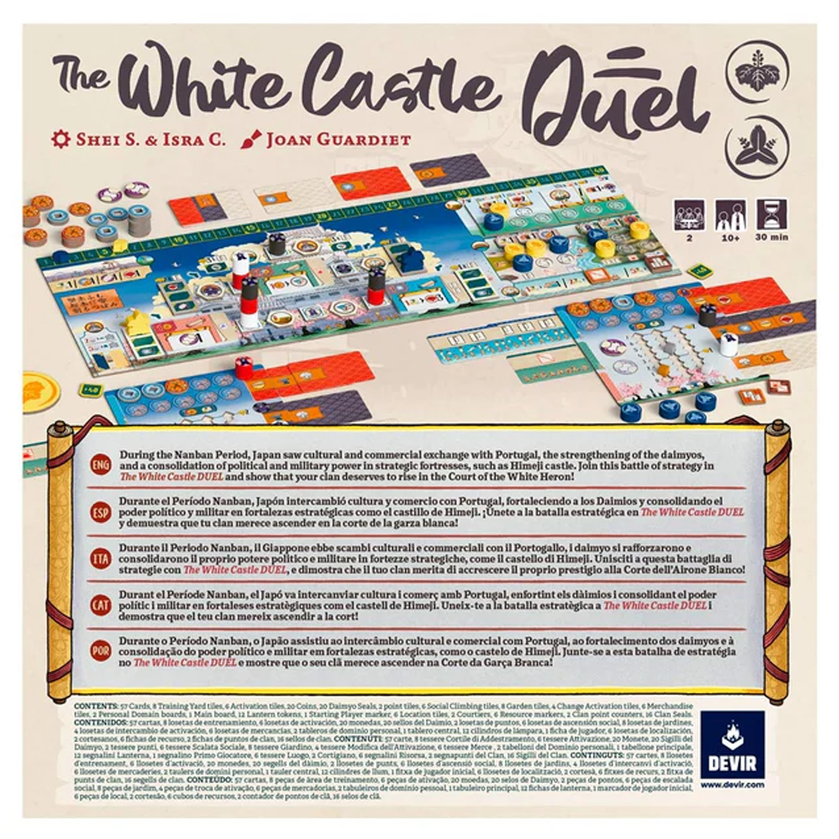 The White Castle Duel Board Game (Back of Box) on a White Background | Happy Piranha