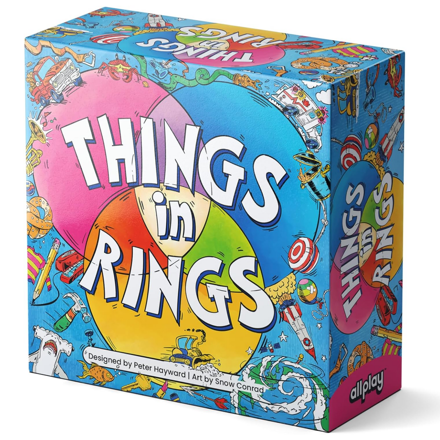 Things in Rings Board Game on a White Background | Happy Piranha