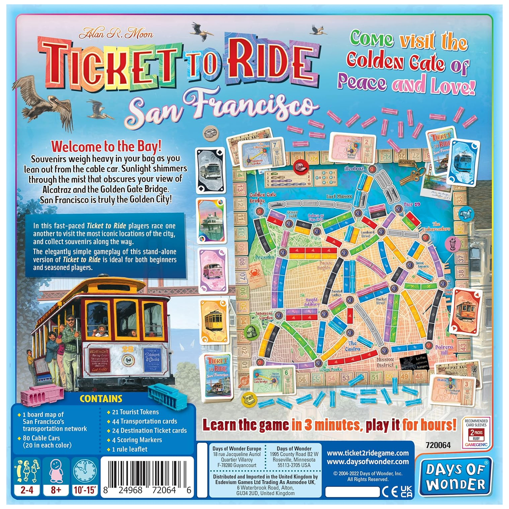 Ticket to Ride San Francisco Board Game (Back of Box) | Happy Piranha