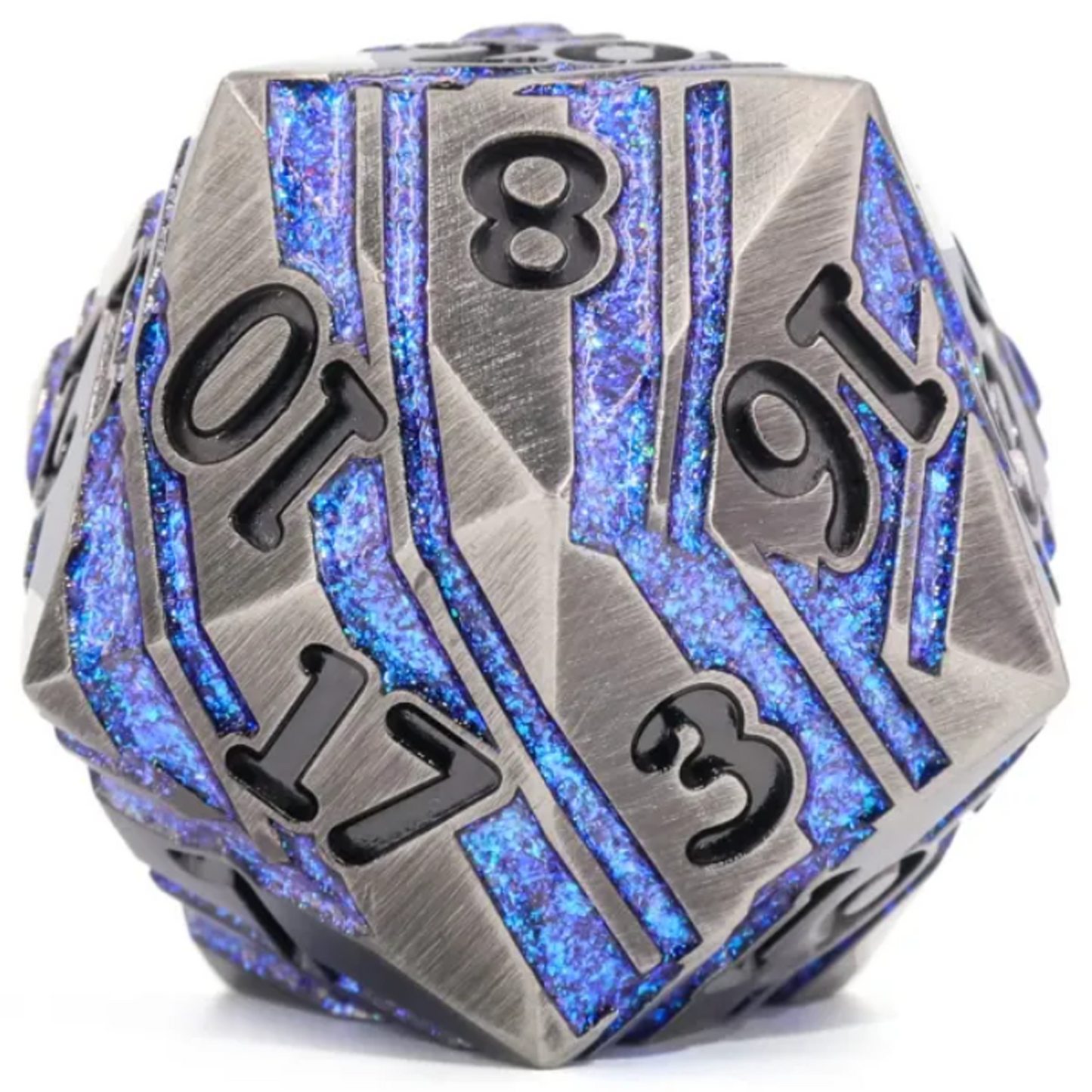 Sapphire Titan D20 - Premium Extra Large Metal 20 Sided Dice (Blue) | Happy Piranha