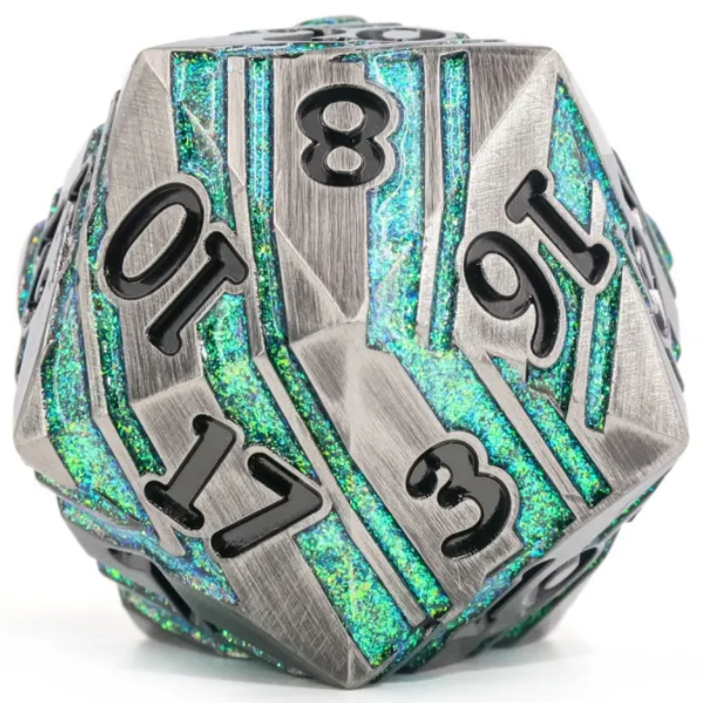 Emerald Titan D20 - Premium Extra Large Metal 20 Sided Dice (Green) | Happy Piranha