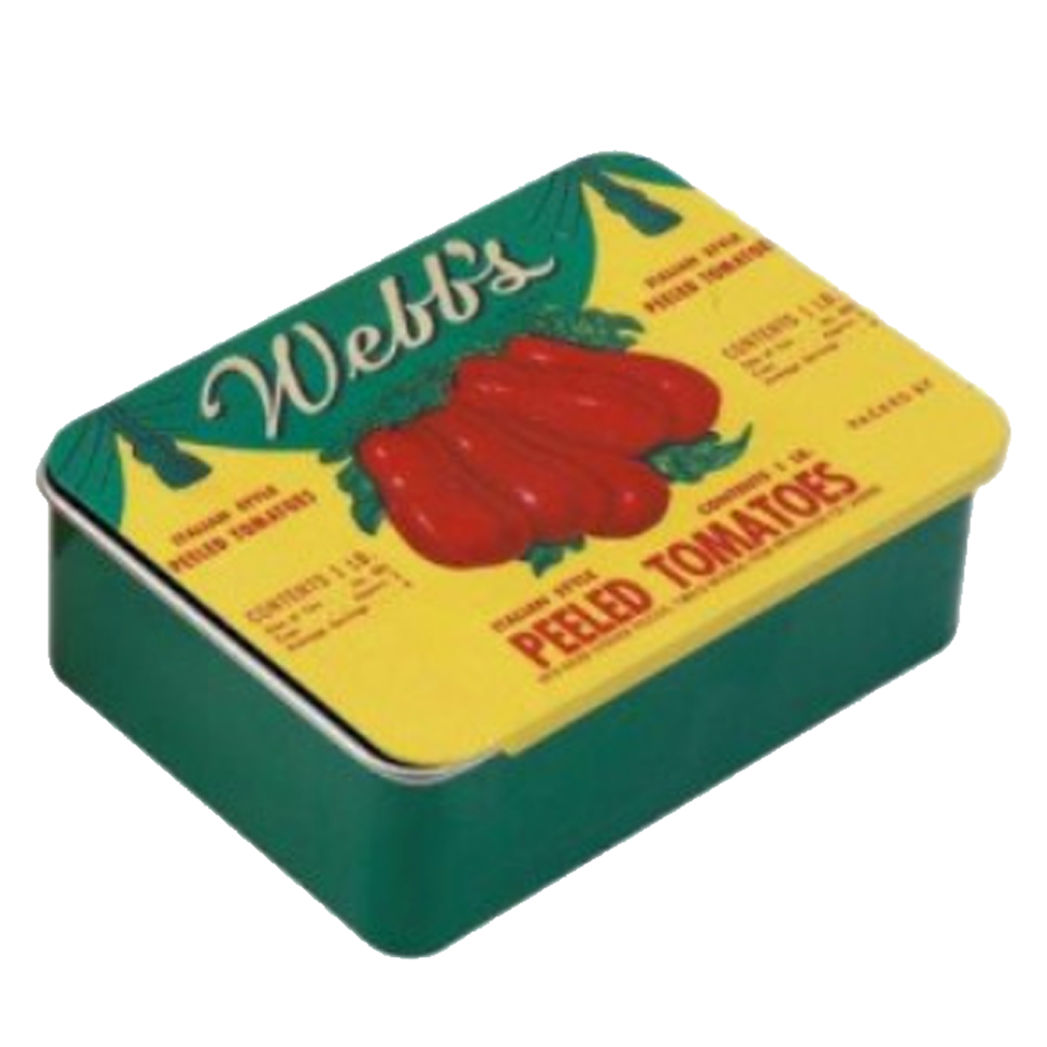 Vintage Tomato Signage Push/Pull Lidden Storage Tin (Yellow & Green Design) | Happy Piranha