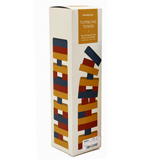 Classic Tumbling Tower with Dice Game (Boxed) on a White Background | Happy Piranha