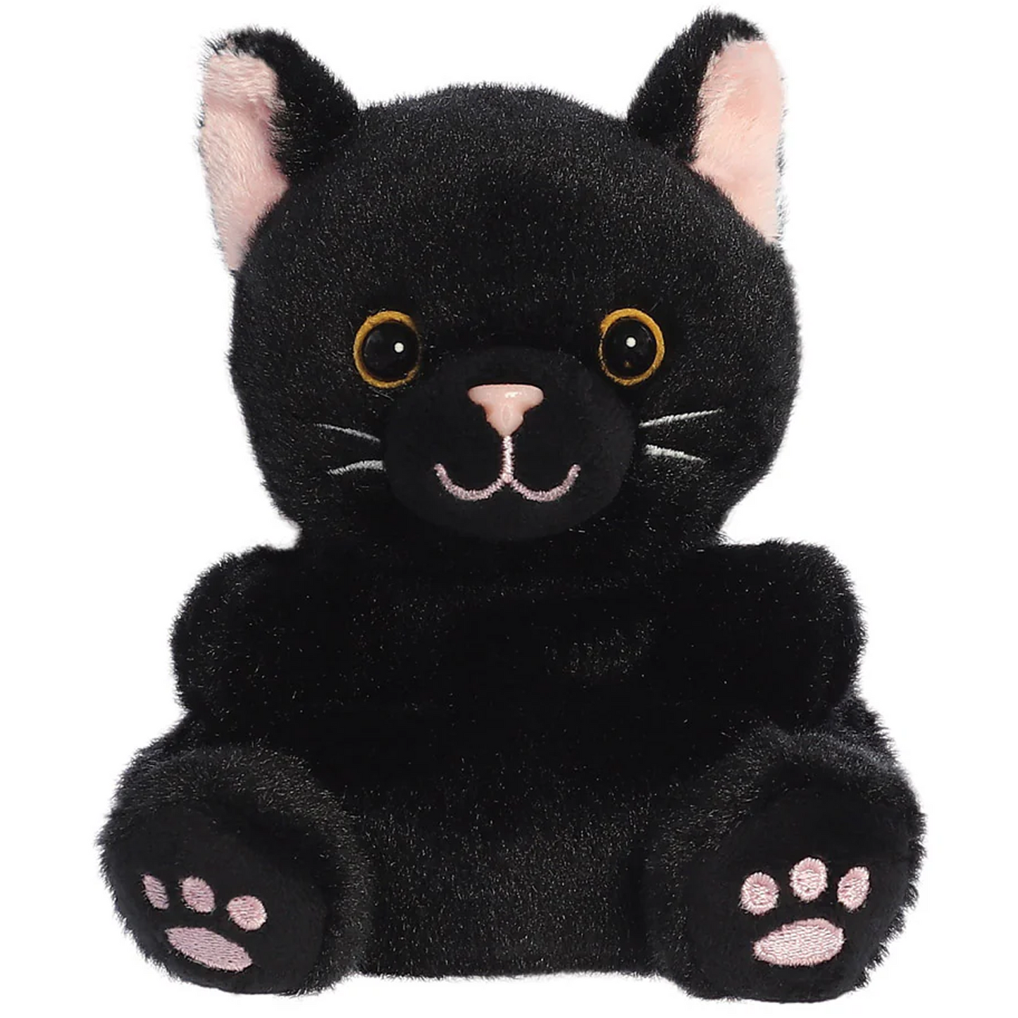 Twilight the Black Cat Palm Pal Plushie Soft Toy (Front) on a White Background | Happy Piranha