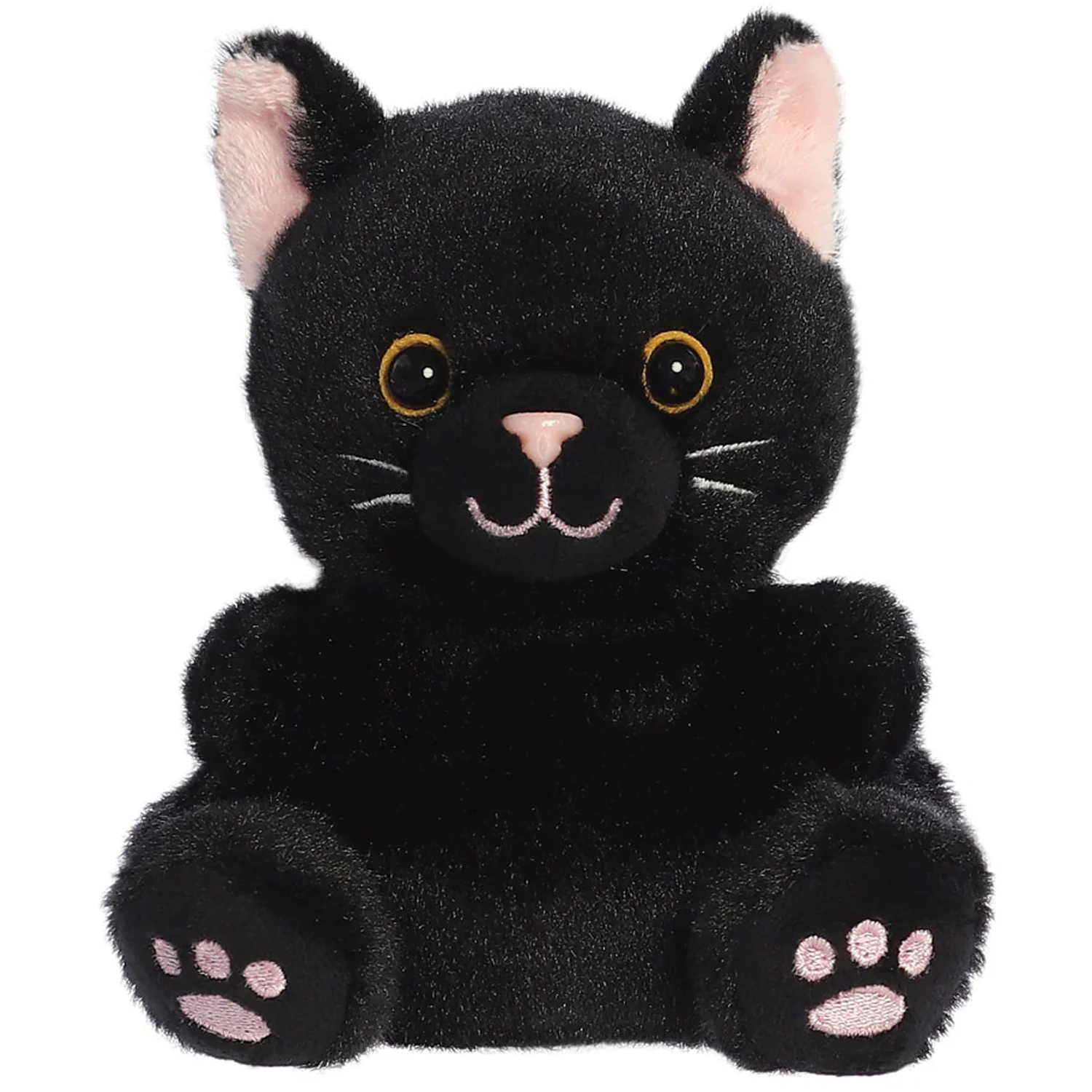 Twilight the Black Cat Palm Pal Plushie Soft Toy (Front) on a White Background | Happy Piranha