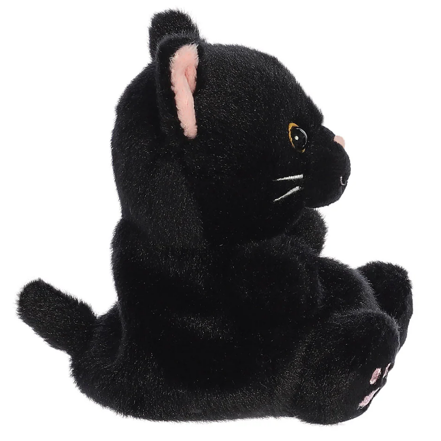 Twilight the Black Cat Palm Pal Plushie Soft Toy (Side) on a White Background | Happy Piranha