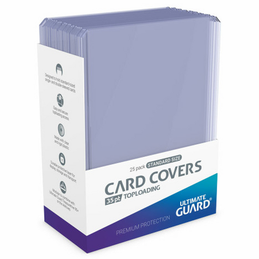 Ultimate Guard: 35PT Toploading Card Covers (Toploaders) 25 Pack on a White Background | Happy Piranha