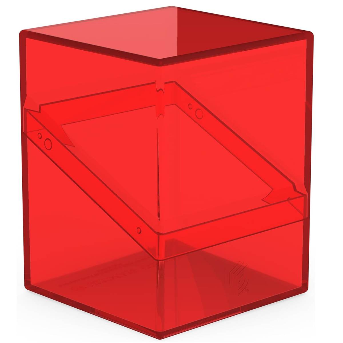 Ultimate Guard Boulder: 100+ Transparent Deck Box: Ruby (Closed) On a White Background | Happy Piranha