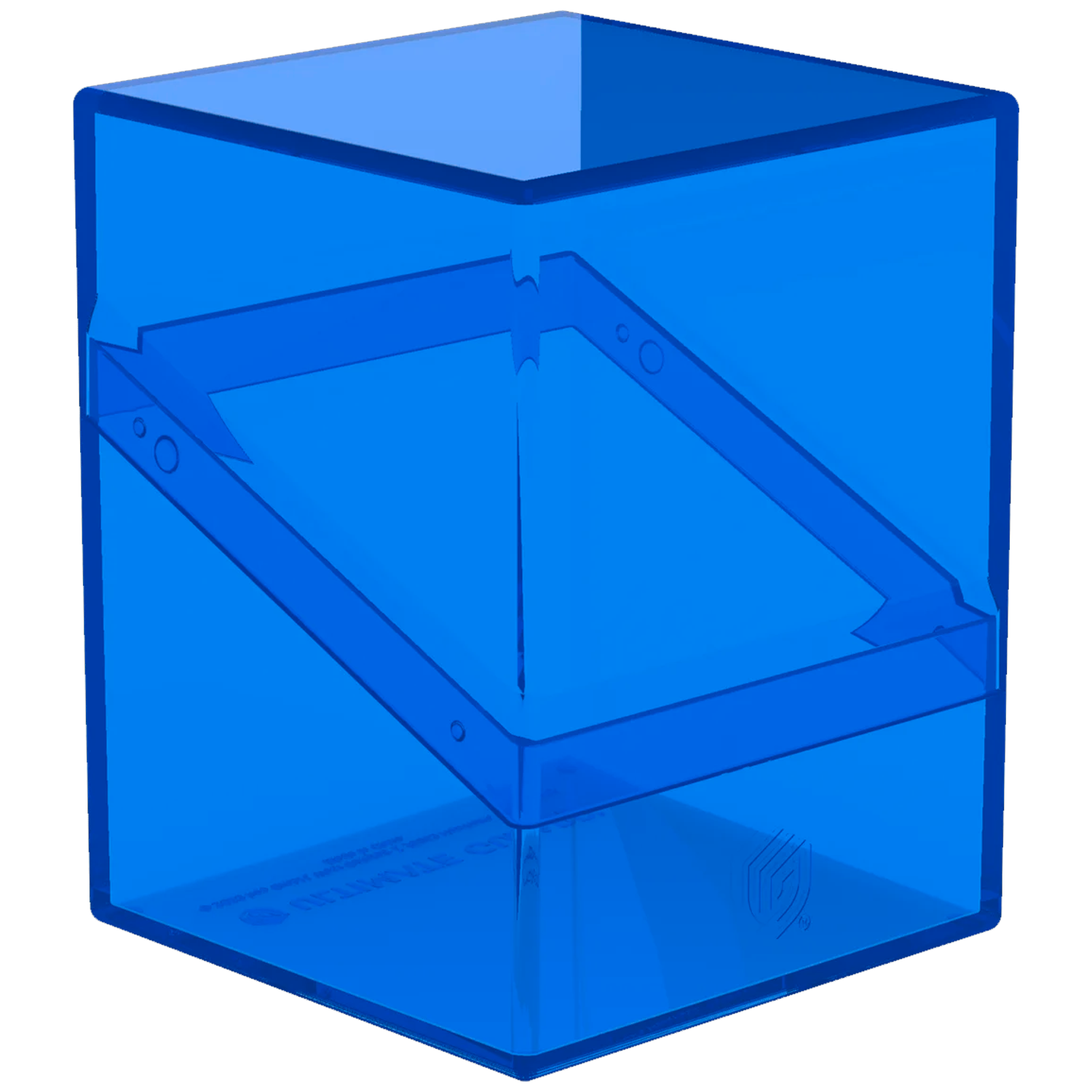 Ultimate Guard Boulder: 100+ Transparent Deck Box: Sapphire (Closed) On a White Background | Happy Piranha