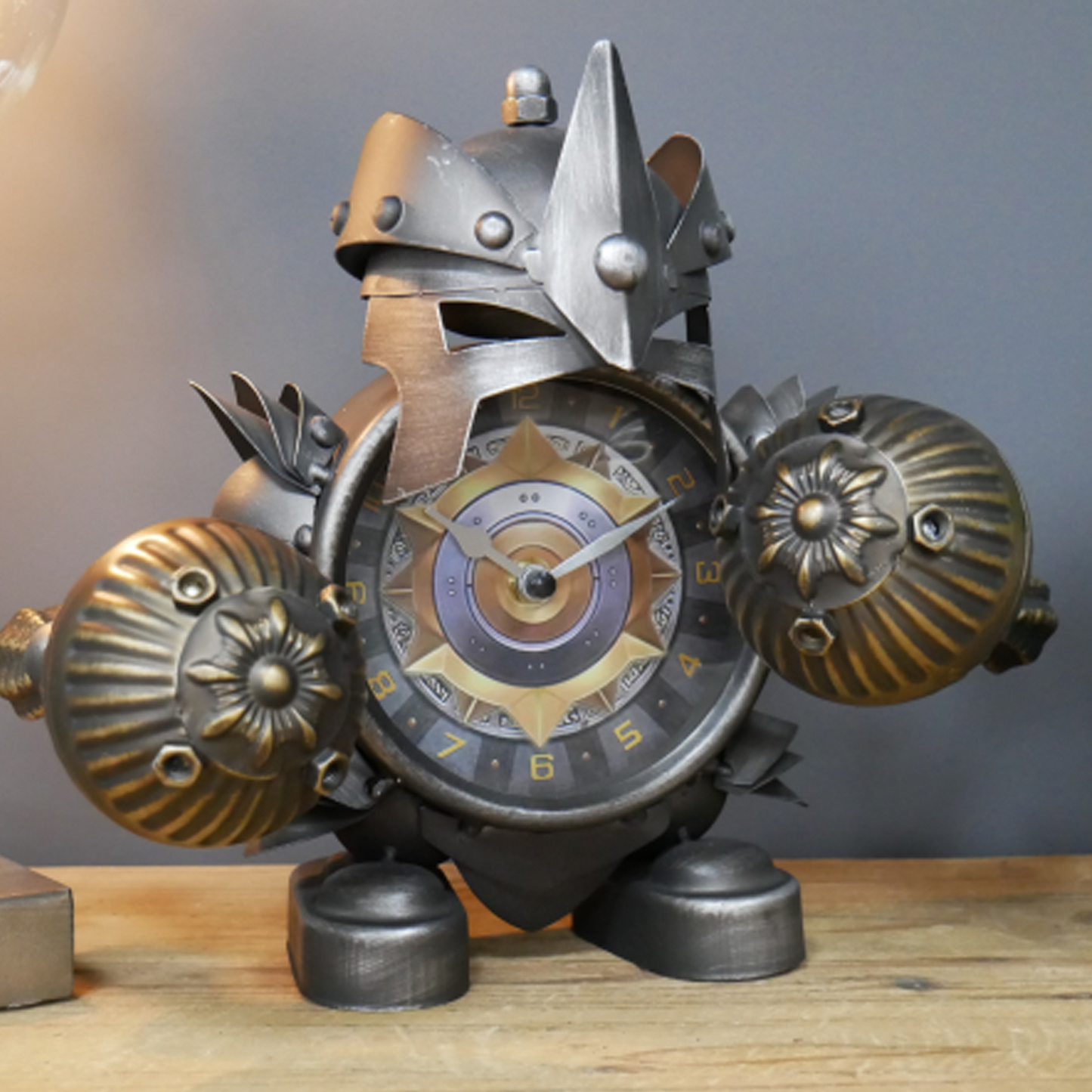 Standing Robot Warrior Clock With Hammers (Front) | Happy Piranha