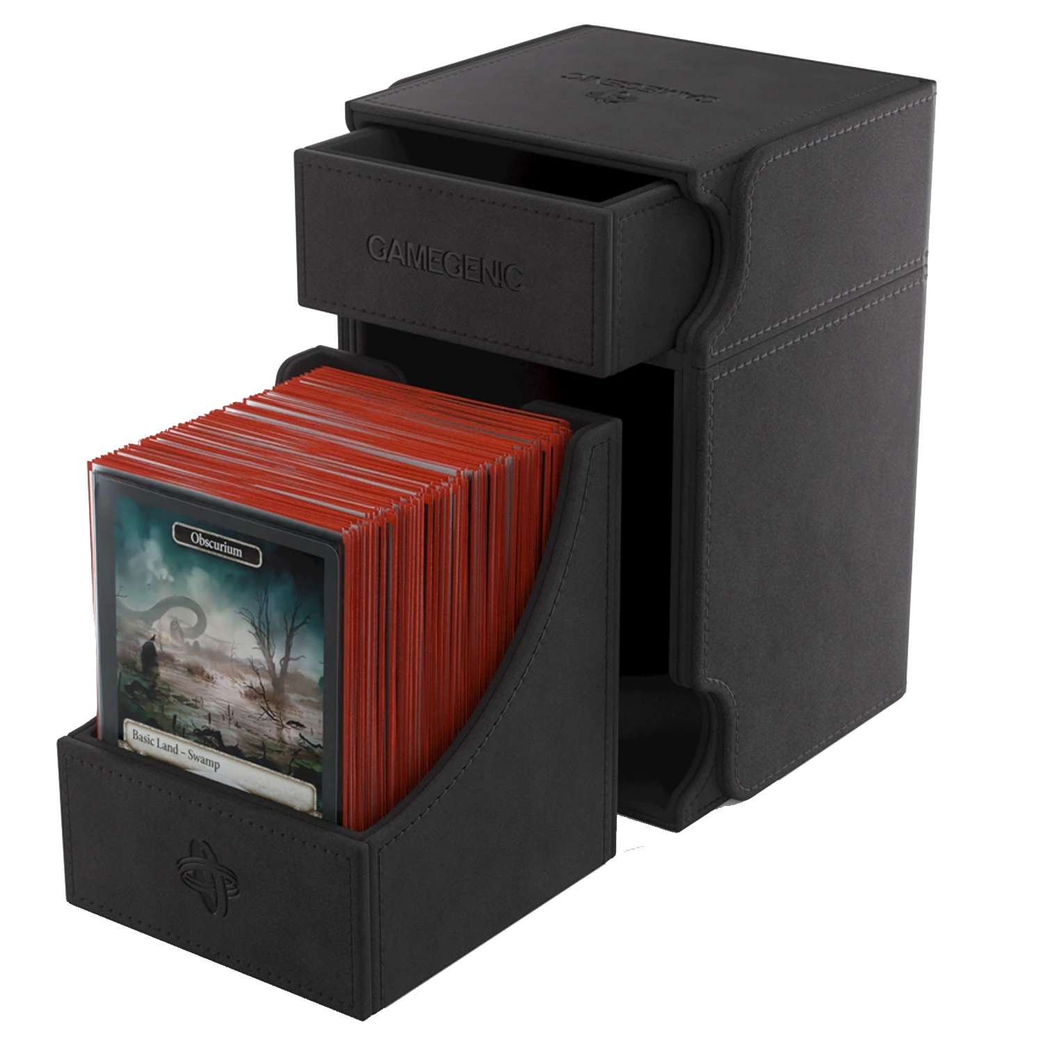 Gamegenic Watchtower 100+ XL Convertible Deck Box: Black Inside View With Draw Removed | Happy Piranha