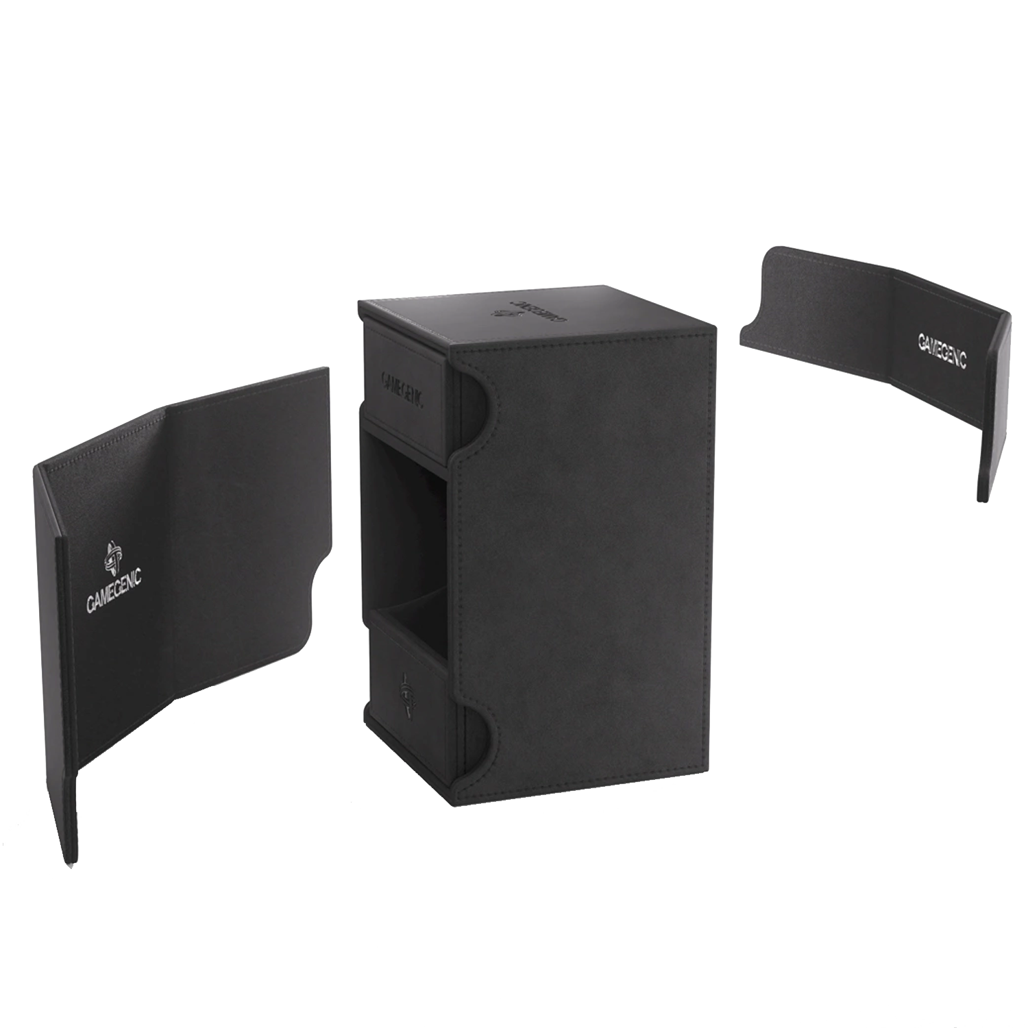Gamegenic Watchtower 100+ XL Convertible Deck Box: Black With Flaps Removed | Happy Piranha