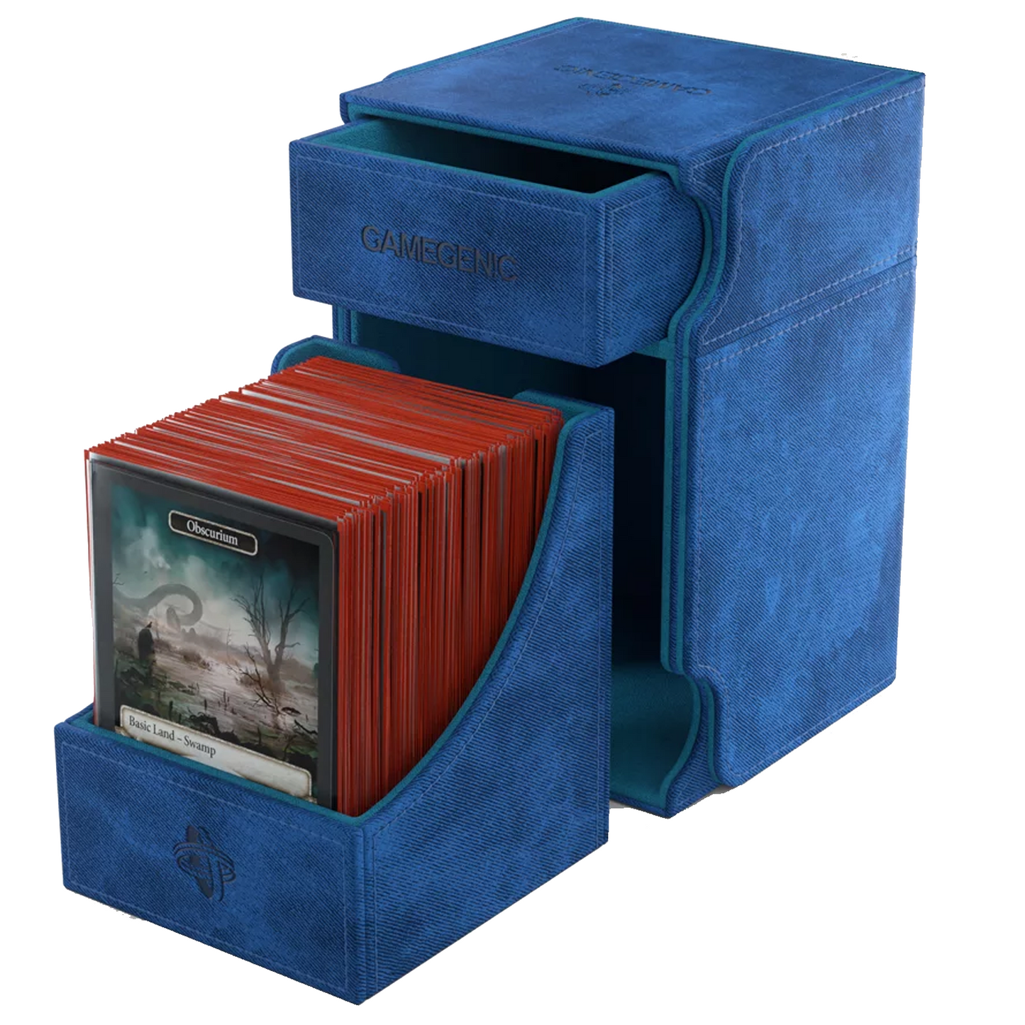Gamegenic Watchtower 100+ XL Convertible Deck Box: Blue With Draws Removed | Happy Pirnaha