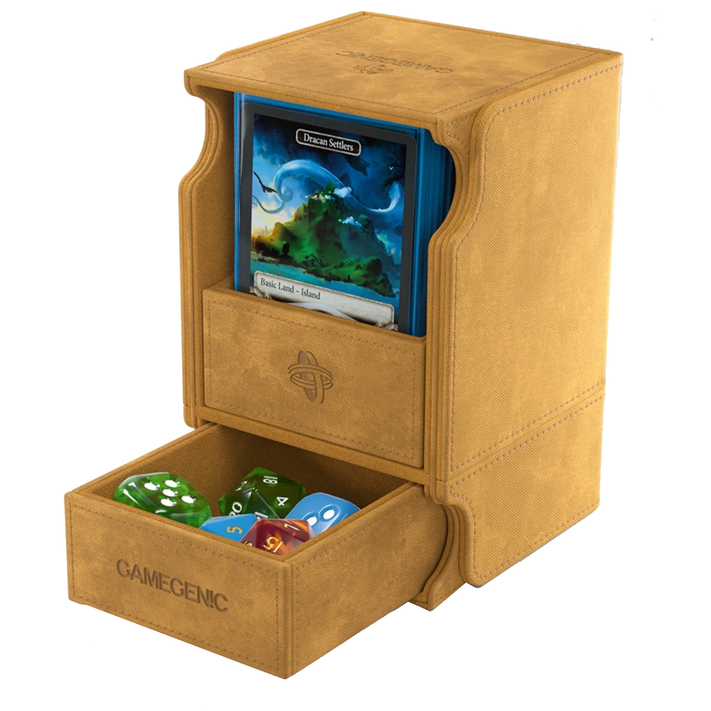 Gamegenic Watchtower 100+ XL Convertible Deck Box: Sand With Flaps Removed to Reveal Inside | Happy Piranha