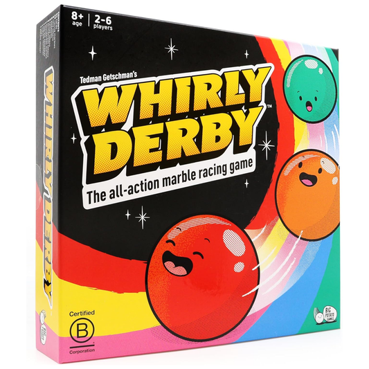 Whirly Derby Marble Racing Board Game on a White Background | Happy Piranha