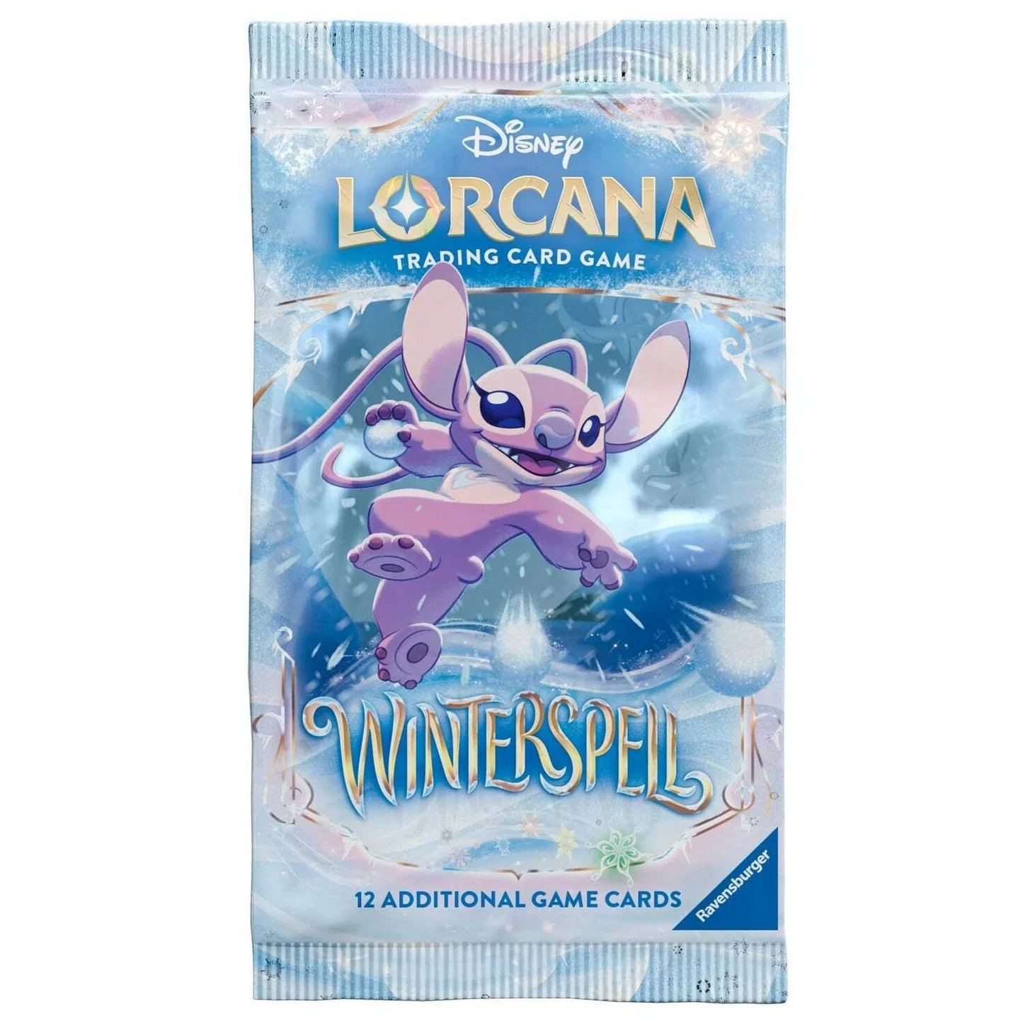 Disney Lorcana Trading Card Game Winterspell Booster Pack (Angel Artwork) on a White Background | Happy Piranha