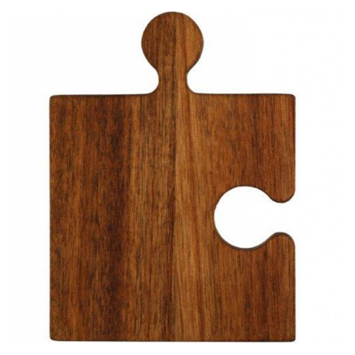 A Single Wooden Puzzle Piece Shapeed Coaster on a White Background | Happy Piranha