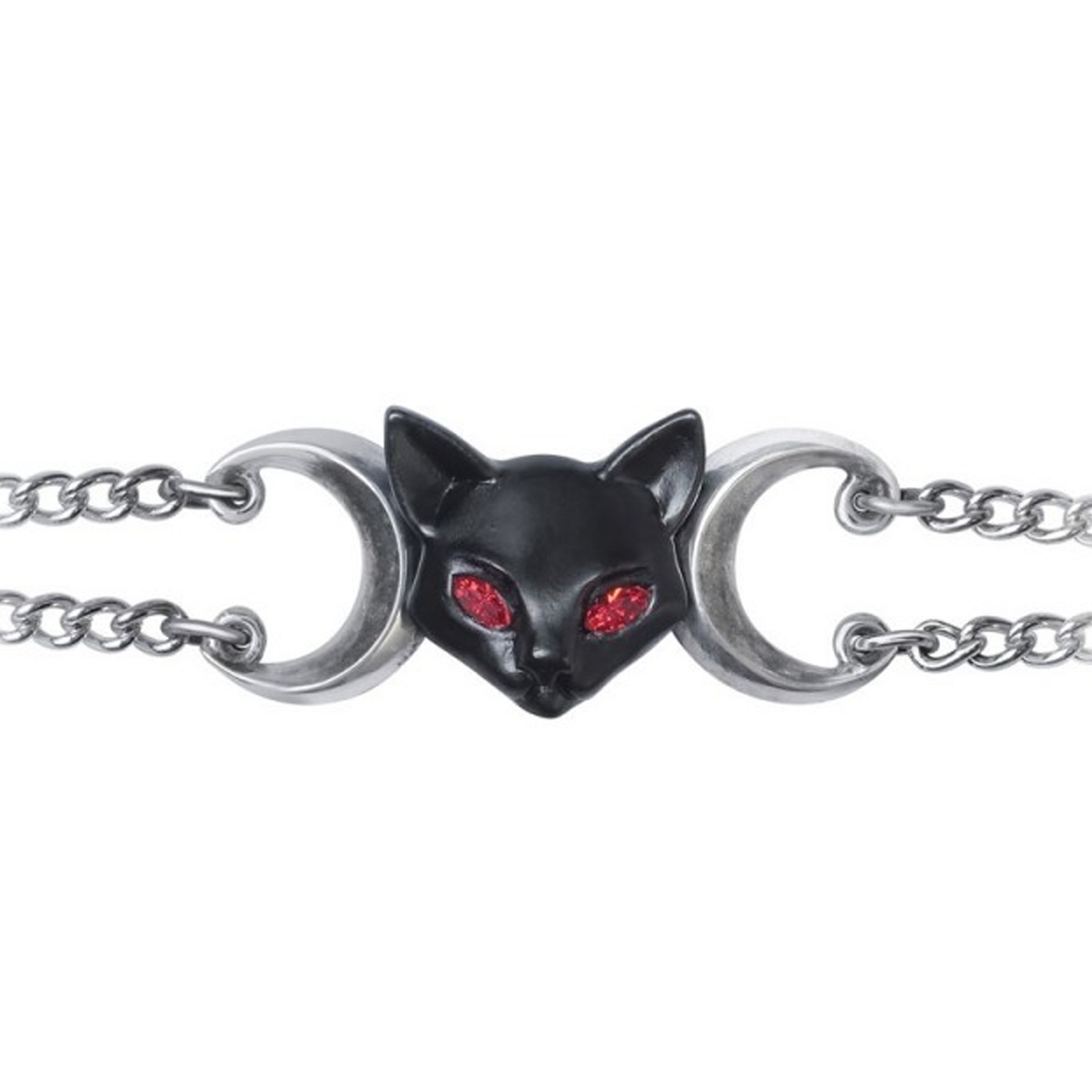 Worshipping Bastet - Pewter Black Cat bracelet - Close up on a White Background | Happy Piranha