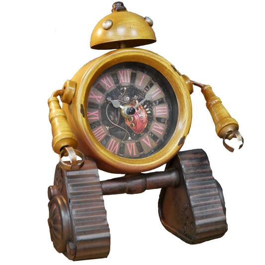 Yellow Standing Robot With Tracks Clock | Happy Piranha