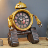 Yellow Standing Robot With Tracks Clock (Front) | Happy Piranha