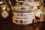 Polyjuice Potion scented candle by Happy Piranha with potion bottles