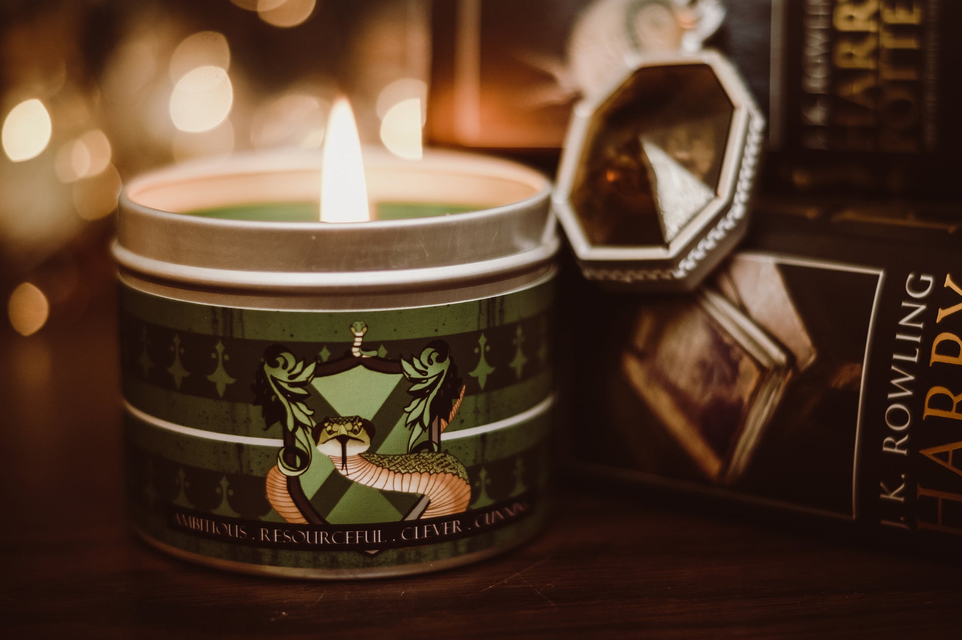 Ambition house Slytherin inspired scented candle by Happy Piranha