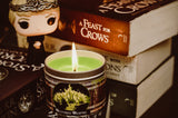 Westerosi Wildfire scented candle by Happy Piranha with Cerci funko