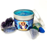 Aquarius zodiac star sign scented candle with turquoise wax by Happy Piranha