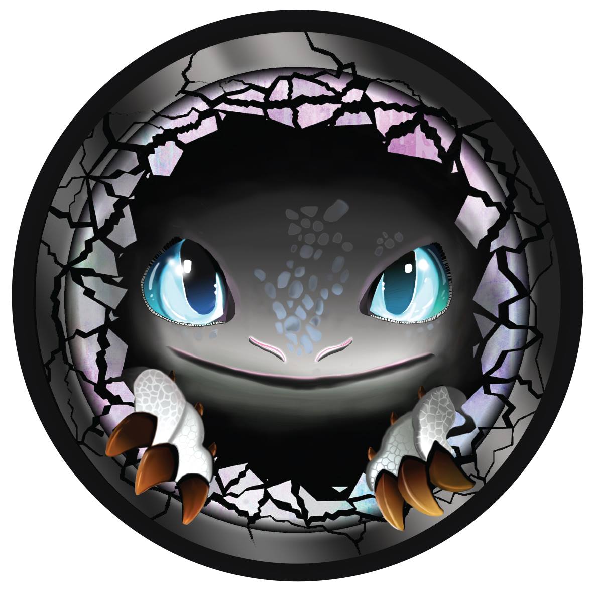 Light Fury dragon candle lid artwork | Happy Piranha