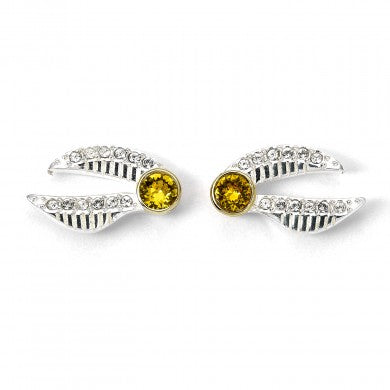 Harry Potter Sterling Silver Golden Snitch Earrings with Swarovski