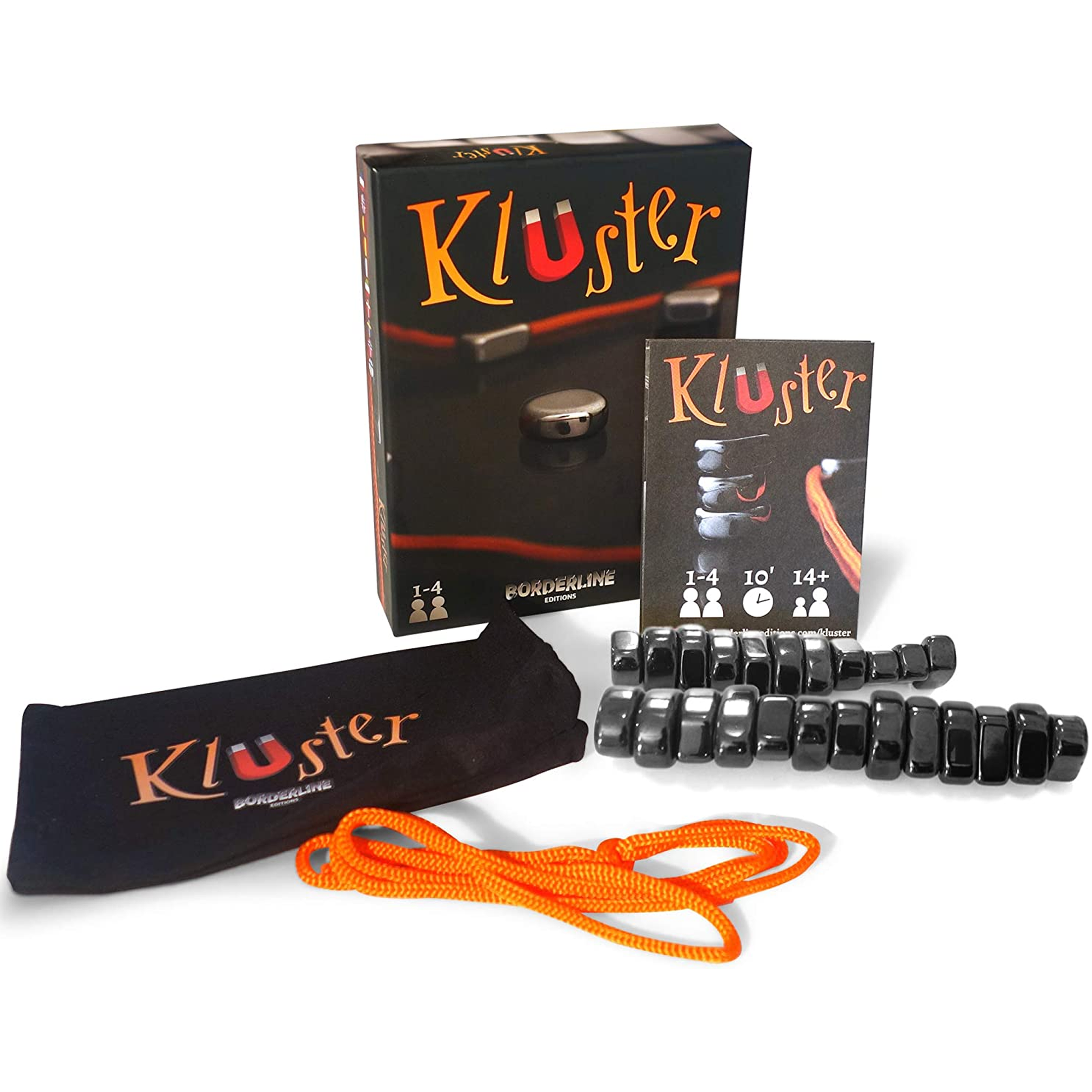 Kluster - A Magnetic Dexterity Board Game Box and Contents | Happy Piranha