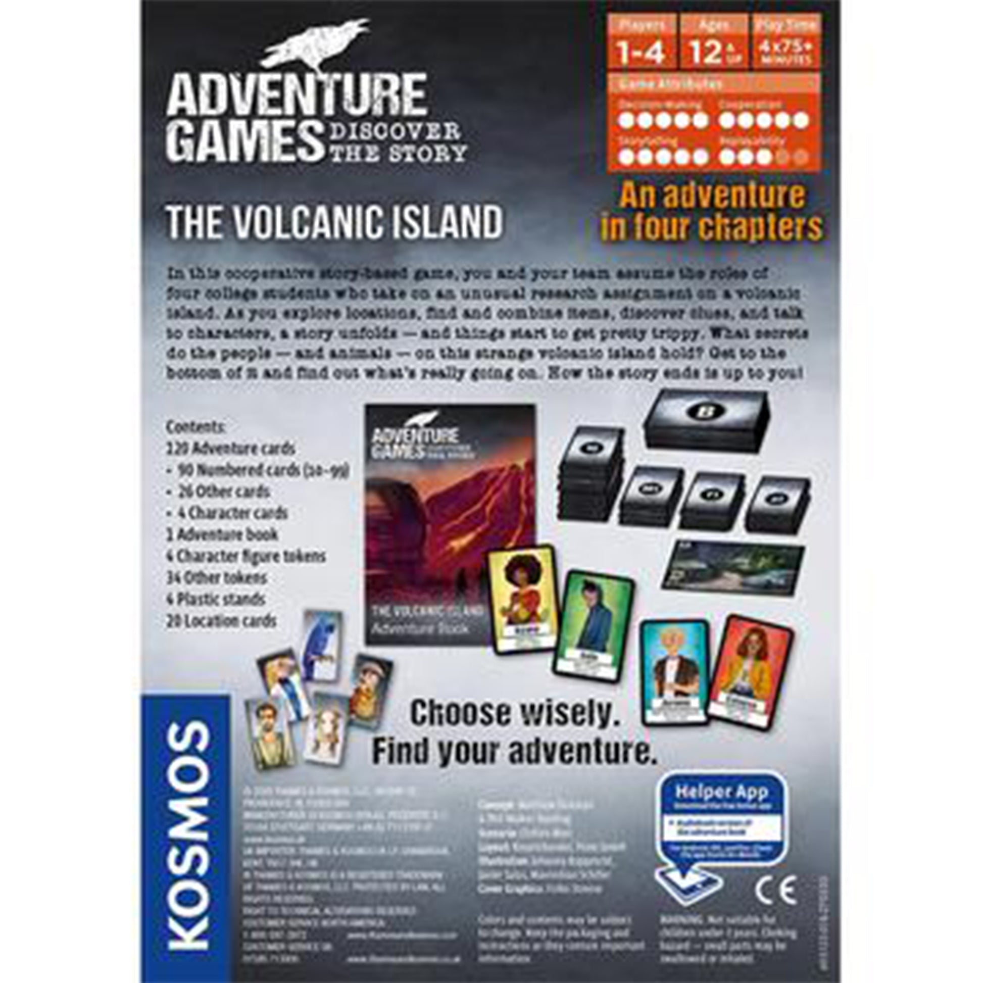Adventure Games: The Volcanic Island Board Game Back of Box | Happy Piranha