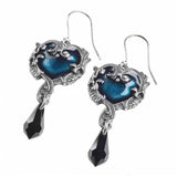 Affaire du Coeur: Pewter and Swarovski Crystal Dropper Earrings Side View | Happy Piranha