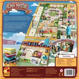 Alma Mater Board Game Back of Box | Happy Piranha