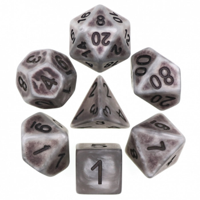 Antiquated Silver Ancient Poly Dice | Happy Piranha