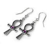 Ankh Of Osiris: Pewter and Swarovski Crystal Earrings Side by Side | Happy Piranha